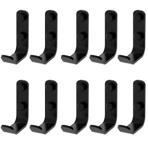 Kit 10 Ganchos De Parede Preto Fosco Para Toalha Plus FS