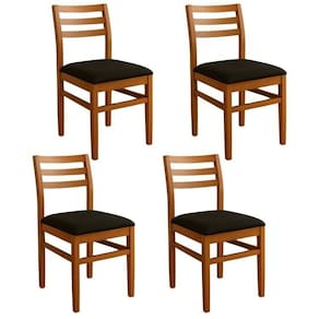 Kit 4 Cadeiras para Sala de Jantar em Madeira Maciça Diamante Mel Mel/Preto