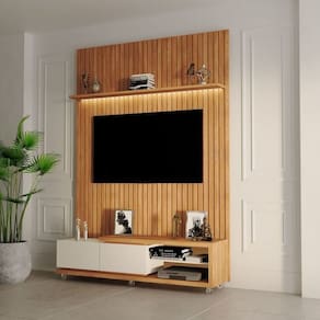 Rack Nobre com Painel para Tv até 75 Polegadas Evolution Carvalho Oro / Off White