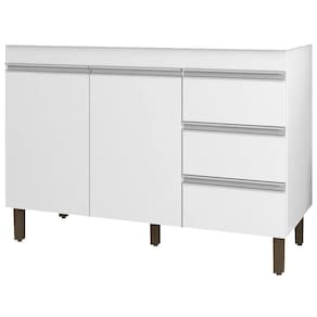 Balcão Gabinete Para Pia 120cm Sem Tampo 2 Portas Karen P14 Branco - Mpozenato