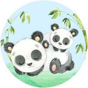 Painel Redondo De Festa Animais Pandas 150X150 - An03
