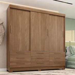 Guarda-roupa Casal 194,40 3 Portas 9 Gavetas Dante