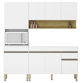 Armário De Cozinha 3 Peças Balcão 150cm Sem Tampo Lina13 K02 Supremo-freijó - Mpozenato