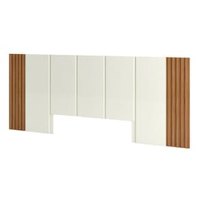 Cabeceira De Madeira Para Cama Casal 300cm 100% Mdf Tw185 Off White-freijó - Dalla Costa
