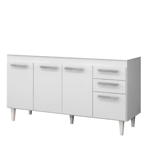 Balcão Gabinete Para Pia 150cm Sem Tampo Lisboa - Lumil Branco-preto