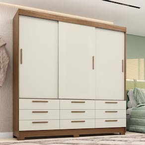 Guarda-roupa Casal 194,40 3 Portas 9 Gavetas Dante.