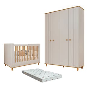 Quarto Bebe Berço e Guarda Roupa MDF Dorabelly Cake+Colchão