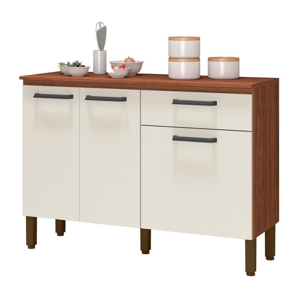 Balcão De Cozinha Com Tampo 120cm Louis K02 Nogueira-off - Mpozenato