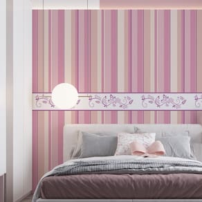 Papel De Parede Adesivo Baby Listrado Rosa - 3,0M