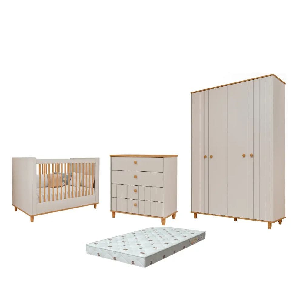 Quarto Bebe Completo Retro Dorabelly Cake MDF + Colchão