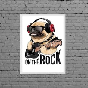 Quadro Decorativo Pug On The Rock 24X18Cm