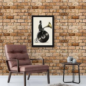 Quadro Decorativo Retrô Músico Bicicleta Antiga 24X18Cm