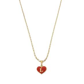 Colar Cartier 45Cm Coração Vermelho Letra L Banhado Ouro 18K