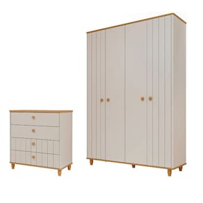 Cômoda Retro e Guarda-roupa Permobili Bebê Cupcake MDF