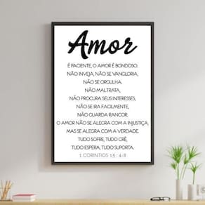 Quadro Decorativo O Amor É Paciente Moldura Preta 24X18Cm