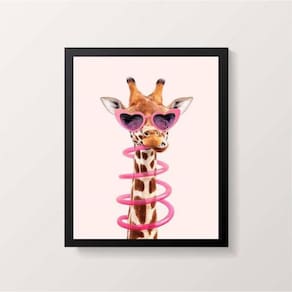 Quadro Decorativo Girafa Com Óculos 24X18Cm