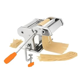 Maquina Macarrao Preparar Massas Manual Inox Cilindro Ajuste De Espessura 3 Tipos Lasanha Talharim Multiuso Caseira