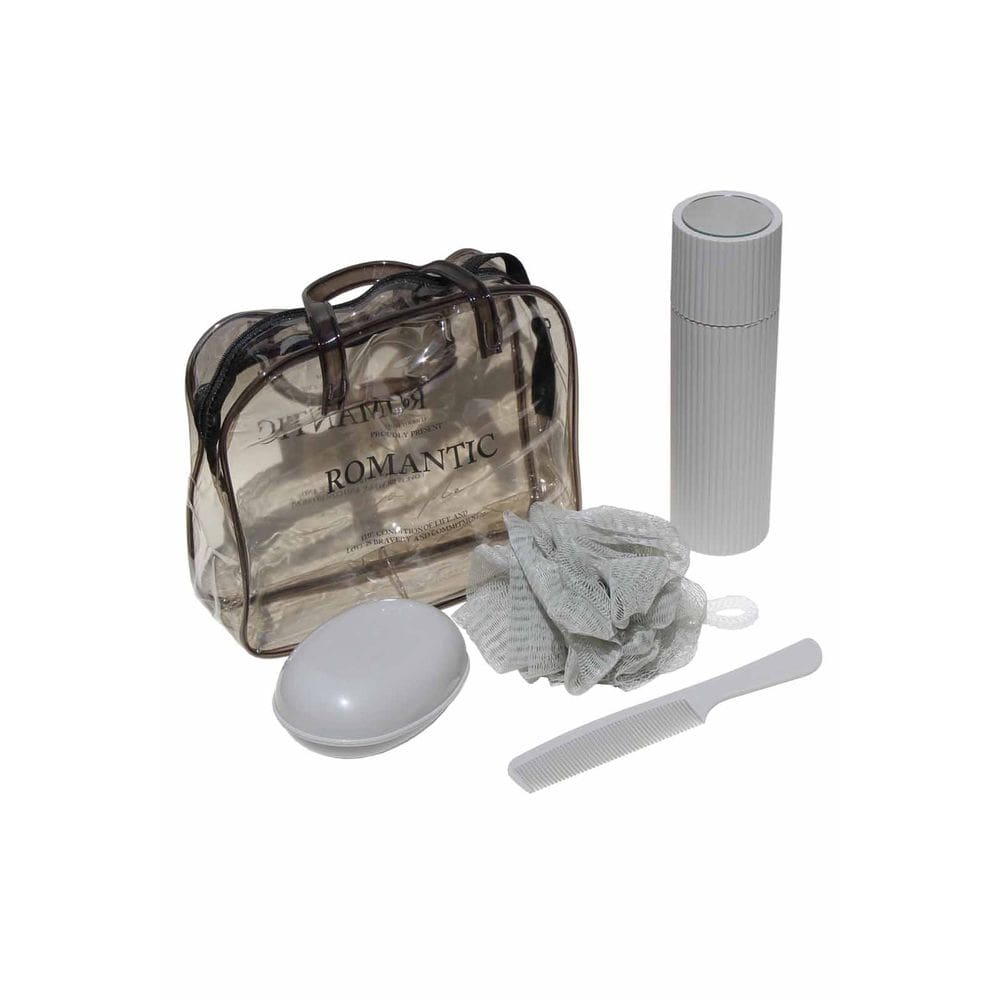 Kit Viagem Saboneteira Porta Escova Necessaire Bucha 5 Peça