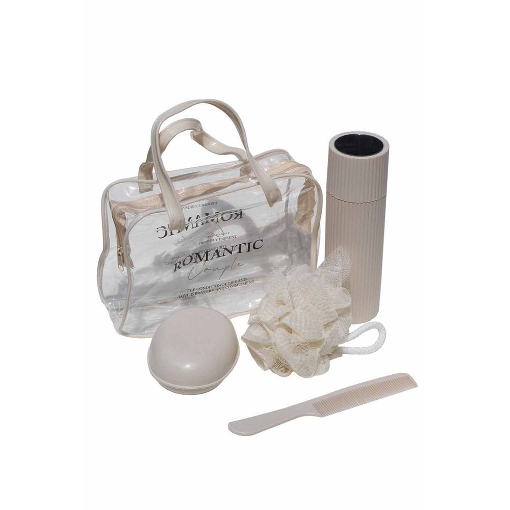 Kit Viagem Saboneteira Porta Escova Necessaire Bucha 5 Peça