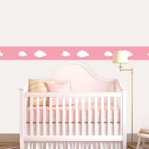 Faixa Decorativa Quarto Bebê Infantil Nuvens Rosa 4M