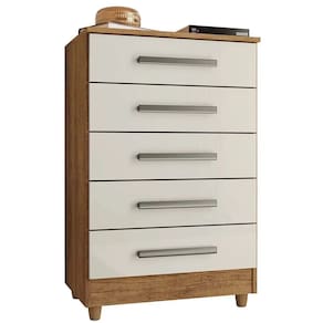 Cômoda Paola com 5 Gavetas Rud Rack Cor Cedro Areia