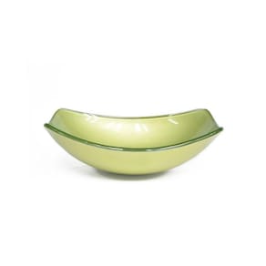 Cuba De Vidro Oval Chanfrada 46Cm Verde Oliva