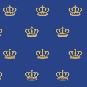 Papel De Parede Azul Escuro E Coroa Dourada Autocolante Sala