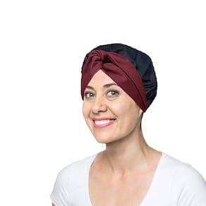 Faixa de Cabelo Turbante Vinho e Touca Redinha Preta Cozinha