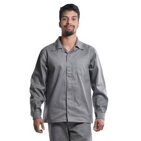 Camisa Profissional Aberto Mangas Longas Botões Cinza