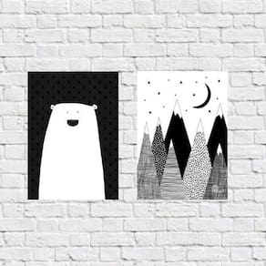 Kit 2 Placas Decor Infantil Escandinava 18X27Cm