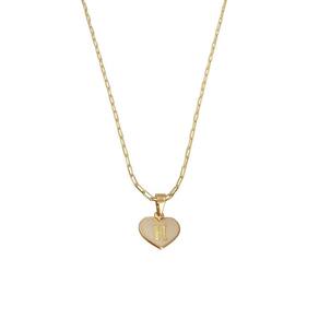 Colar Cartier 60Cm Coração Branco Letra H Banhado Ouro 18K