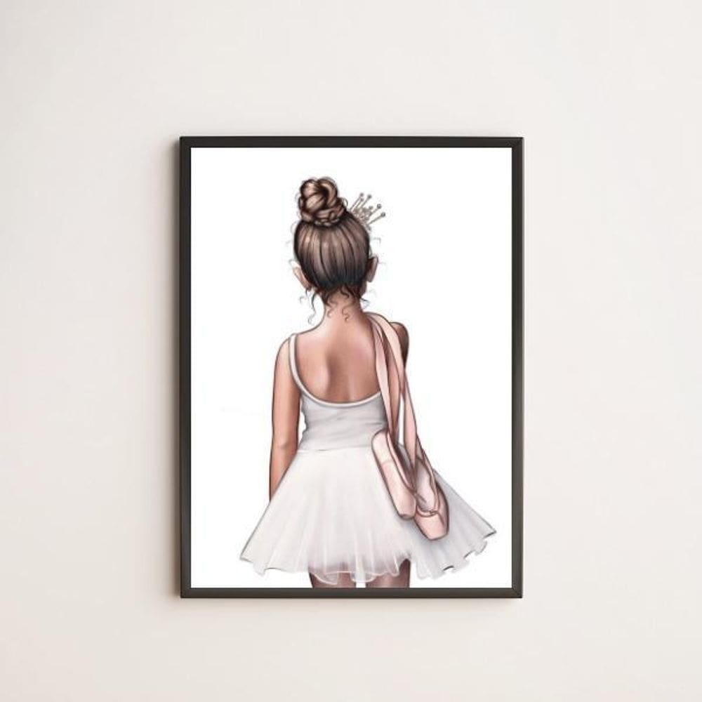 Quadro Ilustração Bailarina De Costas 45X34 Com Vidro Preta