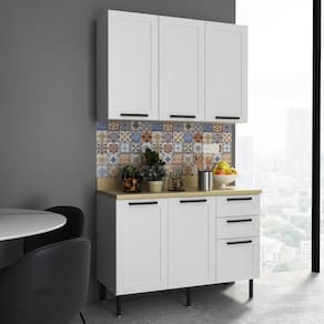 Cozinha Compacta MDF com Armário e Balcão com Tampo 120cm Multimóveis CR20452