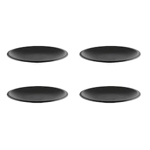 Prato Raso Redondo Lanche Preto Plastico Solido BPA Free 4un