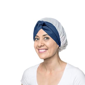 Faixa Cabelo Turbante Azul Marinho Touca Redinha Branca Cozinha