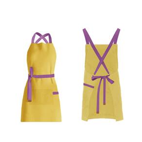 Avental Amarelo Roxo Alça Cruzada Restaurante Bar Cafeteria