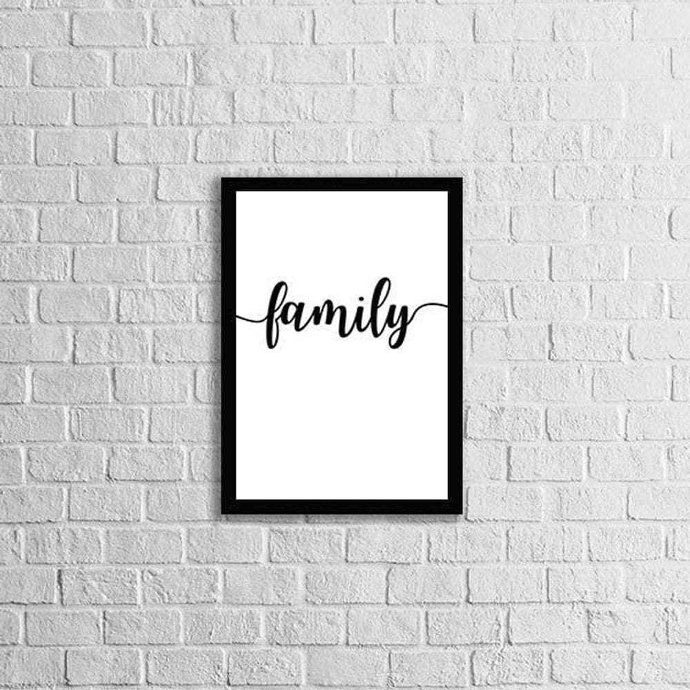 Quadro Palavra Family 45X34Cm - Com Vidro Moldura Preta
