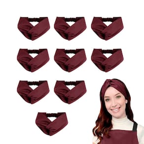 Faixa de Cabelo Turbante Bandana Vinho Cozinha 10un