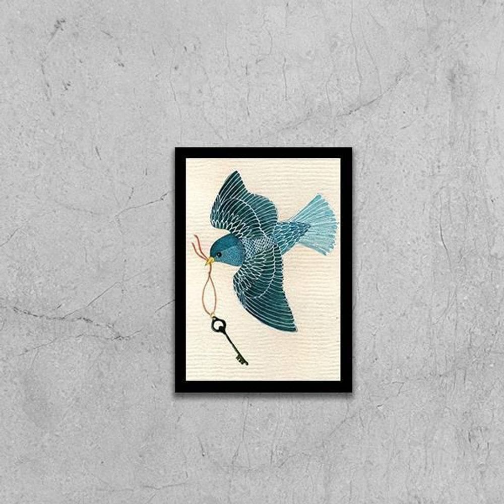 Quadro Passarinho Chave 24X18Cm