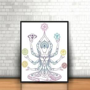 Quadro Decorativo Reiki Símbolos 45X34Cm Vidro Moldura Preta