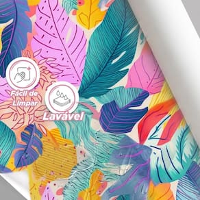 Papel De Parede Painel 3D Folhas Tropicais Coloridas 2M