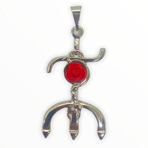Pingente Tridente Pomba Gira Rosa 3,8 Cm Em Metal Banhado