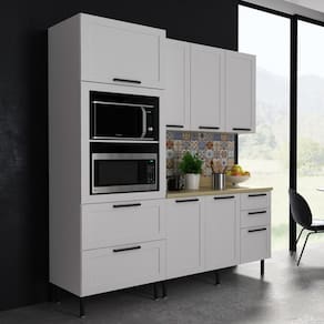 Cozinha Compacta MDF 3 Peças com Armário Paneleiro e Balcão com Tampo Multimóveis CR20454