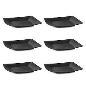 Prato Raso Lanche Preto 18cm Plastico Solido BPA Free 6un