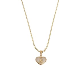 Colar Cartier 45Cm Coração Branco Letra S Banhado Ouro 18K