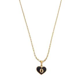 Colar Cartier 60Cm Coração Negro Letra O Banhado Ouro 18K