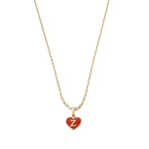 Colar Cartier 60Cm Coração Vermelho Letra Z Banhado Ouro 18K