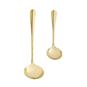 Concha Dourada Buffet Molho Utensilios Aço Inox 2un
