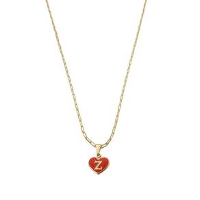 Colar Cartier 45Cm Coração Vermelho Letra Z Banhado Ouro 18K