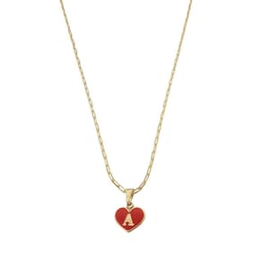 Colar Cartier 50Cm Coração Vermelho Letra A Banhado Ouro 18K